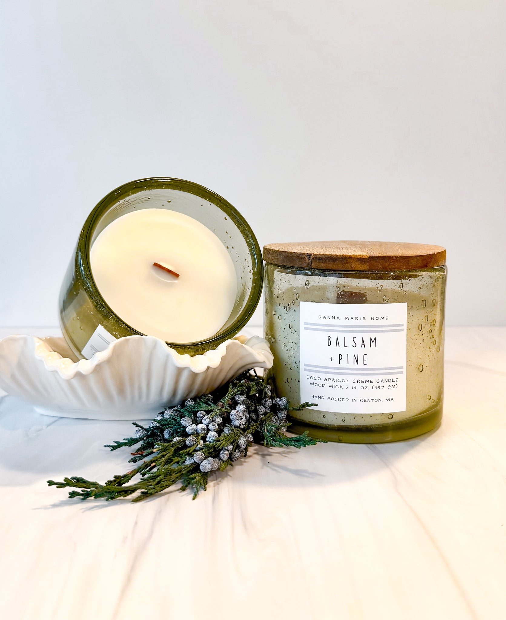 Balsam Pine Luxury Candle | Wooden Wick | Coconut Apricot Wax | 14oz