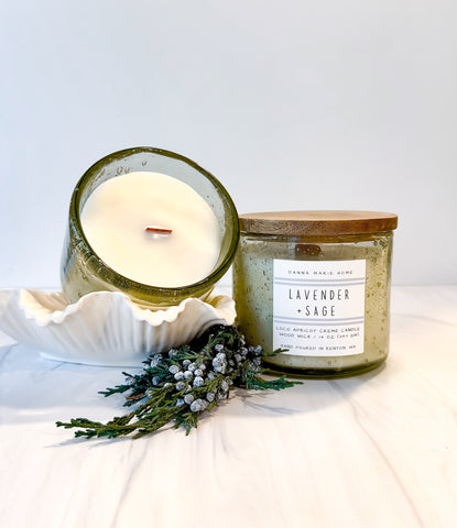 Lavender Sage Luxury Candle | Wooden Wick | Coconut Apricot Wax | 14oz