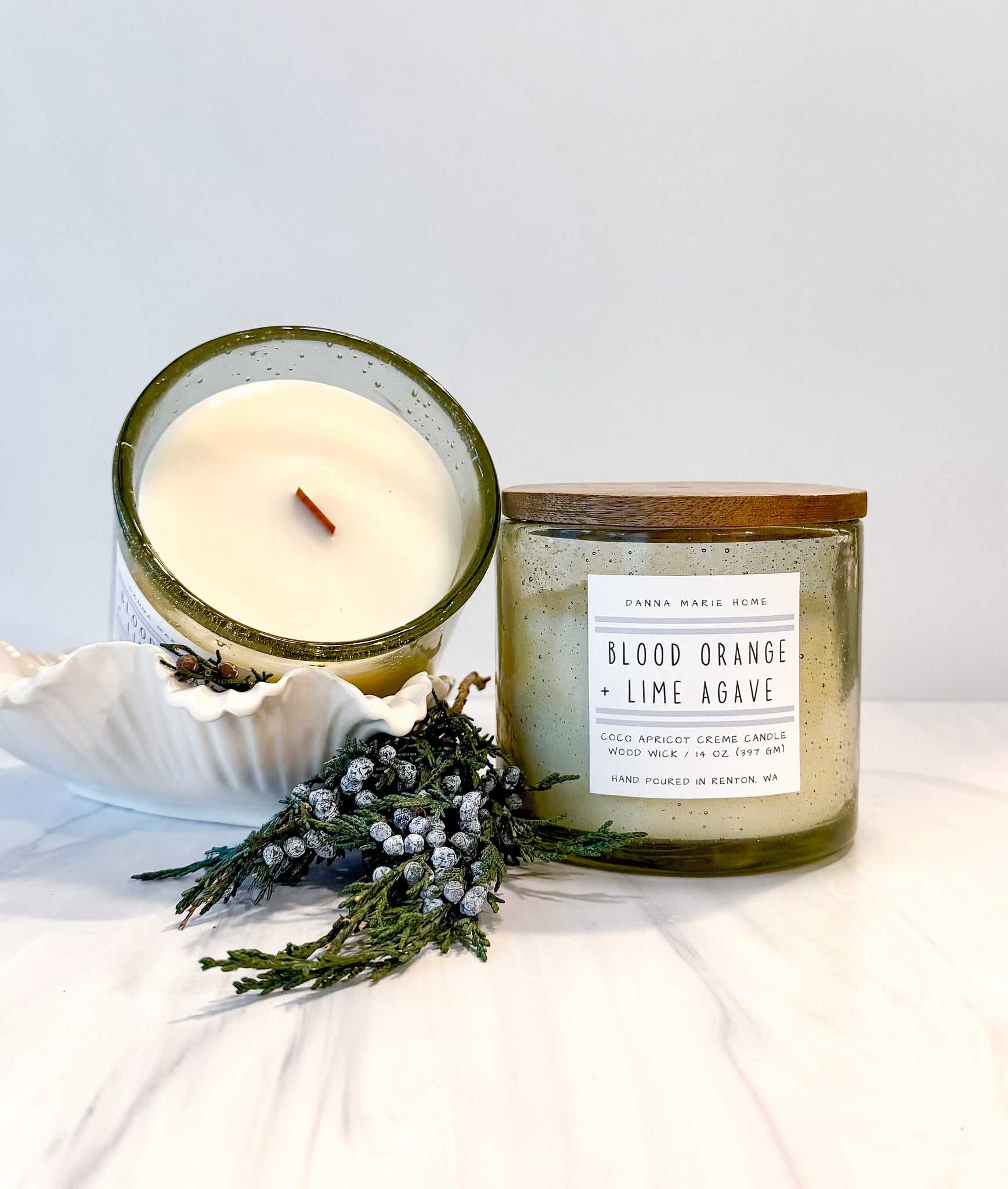 Blood Orange Luxury Candle | Wooden Wick | Coconut Apricot Wax | 14oz