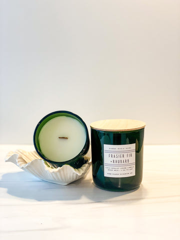 Frasier Fir & Rhubarb | 11 oz Wooden wick candle