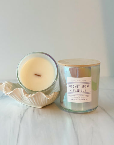 Coconut Sugar & Vanilla Luxury Candle | Wooden Wick | Coconut Apricot Wax | 11 oz